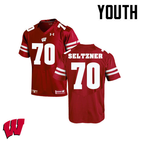 Youth Winsconsin Badgers #70 Josh Seltzner College Football Jerseys-Red